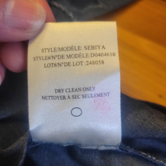 THEORY Women's Lightweight Polished Denim-Like Sleeveless Shirt Dress - Size L - Picture 8 of 11